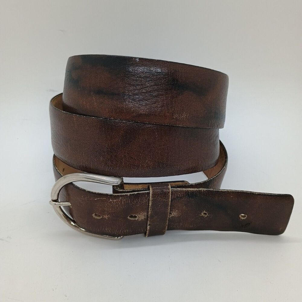 VTG Men's Size 38 Buxton Stitched Marble Brown/Black Lustrosa Bridlehide Belt